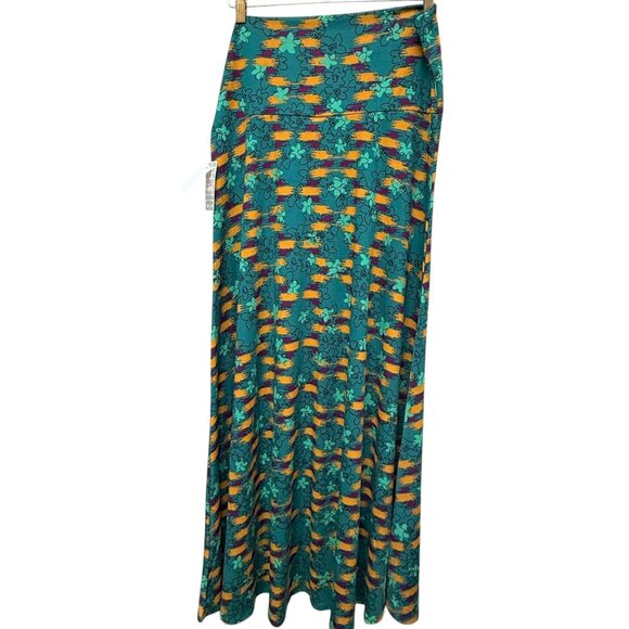 LULAROE Maxi Skirt Size 2XL Green Boho Floral Long A-Line Stretch Pull on NWT - Picture 8 of 11